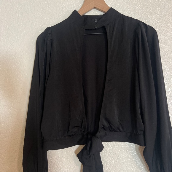 Banana Republic Factory Long Sleeve Cropped Open-Back Blouse - Picture 4 of 15